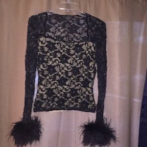 Lace lined black dress top